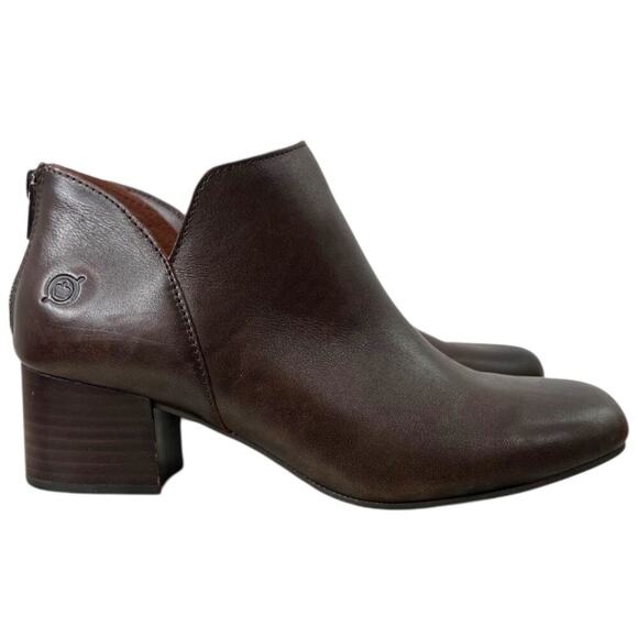 BORN Benna Leather Ankle Boot Back Zip in Dark Brown Women’s Size 7M - Picture 3 of 10